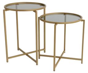 Kavos staliukas Kalune Design Set S406, aukso sp., 50 cm x 50 cm x 60 cm