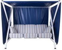 Lauko sūpynės Patio Calabria, mėlyna sp./balta sp./juoda sp., 226 cm x 131 cm x 192 cm
