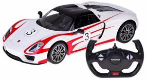 Rc automašīna Rastar Porsche 918 Spyder RC0711, 1:14, balta krās./sarkana krās.