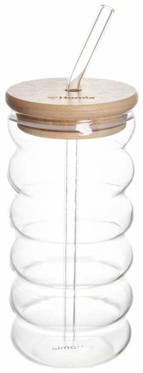 Glāze ar salmiņu Homla Bubbly Summer, stikls, 0.45 l