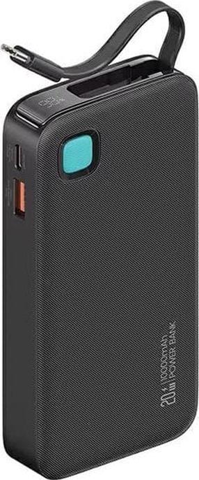Lādētājs-akumulators (Power bank) Usams Retractable, 10000 mAh, 20 W, melna krās.