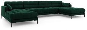 Sofa Micadoni Home Mamaia Velvet Panoramic, tamsiai žalia sp., 383 x 185 cm x 75 cm