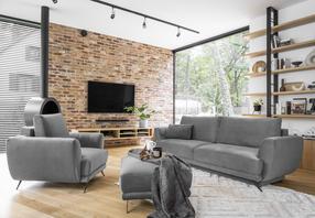 Комплект мебели Megis 3F & 1F & Pouf, комнатные, серый цв.