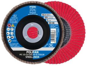 Žiedlapinis šlifavimo diskas Pferd Polifan Steelox Co-Cool SG PFC, 125 mm x 22.23 mm