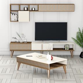 Комплект мебели для гостиной Kalune Design Milan, комнатные, кремовый цв./ореховый цв.