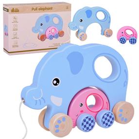 Uzvelkamā rotaļlieta, zilonis Kids Toyland 2in1, 15 cm, zila krās./rozā krās.