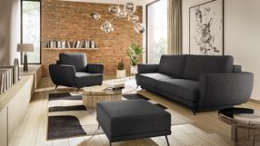 Комплект мебели Megis 3F & 1F & Pouf, комнатные, черный цв.