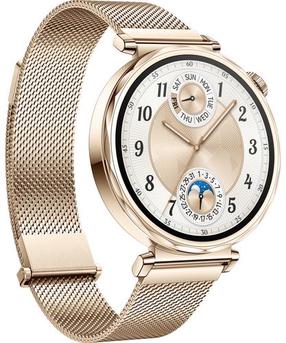 Viedais pulkstenis Huawei Watch GT 5, eleganta zelta krās.
