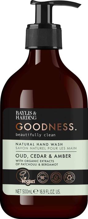 Skystas muilas Baylis & Harding Goodness Oud, Cedar & Amber, 500 ml