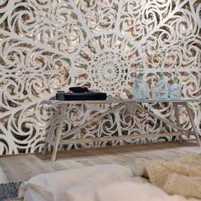 Fototapetas Artgeist Orient - Grey Geometrical Composition In The Mandala Type On A Beige Background, 70 cm x 100 cm