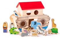 Edukacinis žaislas WOODY Eco Wood Noahs Ark Animal Blocks, 24 cm, įvairių spalvų, 13 vnt.