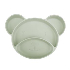 Neslystanti lėkštė Canpol Babies Bear, 6+ mėn., silikonas, žalia sp.