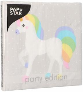 Popierinės servetėlės Pap Star Party Edition Unicorn, 33 cm x 33 cm, pilka sp., 20 vnt.