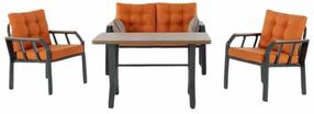 Āra mēbeļu komplekts Kalune Design Nergiz, oranžs krās./koka krās., 4 sēdvietas