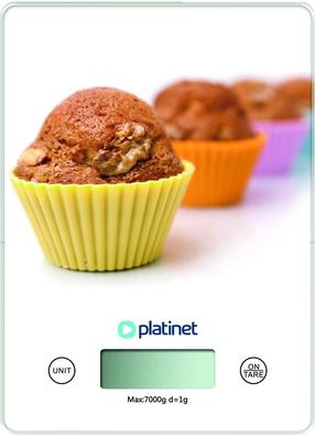 Elektroninės virtuvinės svarstyklės Platinet Muffin 46019, balta sp./įvairių spalvų