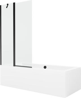 Vonia su sienele, laisvai pastatoma Mexen Cube, 170 cm x 80 cm x 39 cm, stačiakampis, skaidri sp./balta sp.