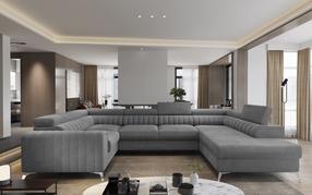 Kampinė sofa Louis Velvetmat 4, pilka sp., dešininė, 202 x 347 cm x 92 cm