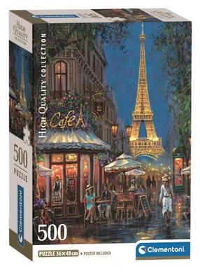 Пазл Clementoni Night At The Eiffel Cafe 35577, 49 см x 36 см, 500 шт., многоцветный