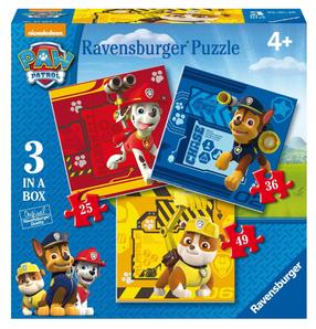 Dėlionė 3in1 Ravensburger Paw Patrol Rubble, Marshall and Chase, 110 vnt.