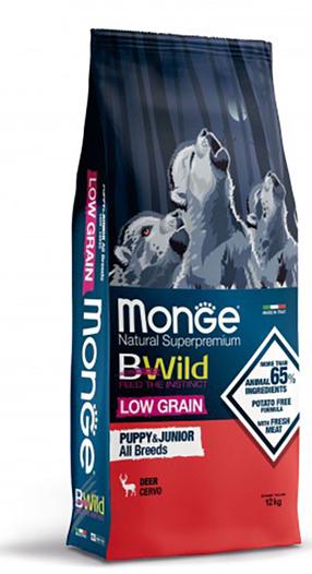 Kuiv koeratoit Monge BWild Low Grain Puppy & Junior Deer, 12 kg
