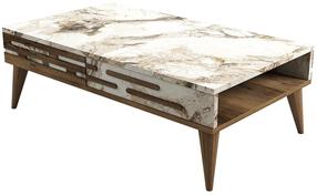Kohvilaud Kalune Design Valensiya, valge v./pähklipuu v./beež v., 105 cm x 60 cm x 34.6 cm