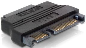 Adapteris Delock SATA to Slim SATA SATA 22 pin female, Slim SATA 6+7 pin male, melna krās.