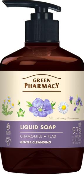 Skystas muilas Green Pharmacy Chamomile & Linen, 460 ml