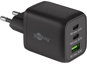 Universaalne laadija ja andmesidekaabel Goobay Nano, USB Type C/USB Type A, 6.53 cm, must v., 65 W