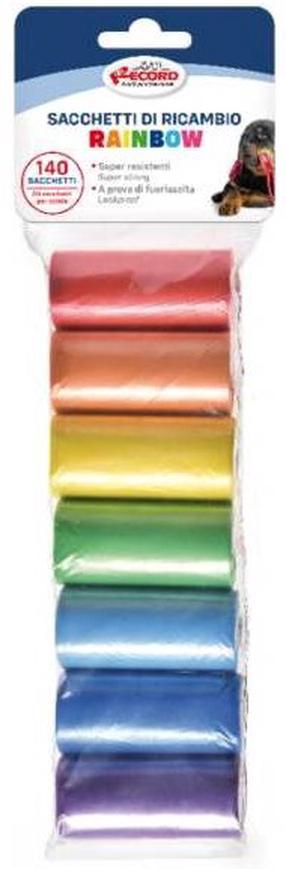 Maišeliai šunų ekskrementams Record Rainbow RE05139, 20 cm x 26 cm, 7 vnt. įvairių spalvų