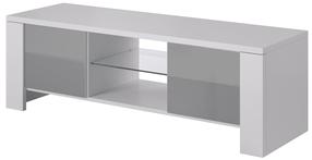 TV staliukas Cama Meble West, balta sp./pilka sp., 130 cm x 42 cm x 42 cm