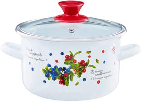 Puodas Emalia Olkusz Blueberry, Ø16 cm, 2 l, balta sp.