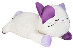 Mīkstā rotaļlieta kaķis Fancy Cat, balta krās./violeta krās., 22 cm
