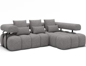Kampinė sofa Levvi, pilka sp., 184 x 260 cm x 102 cm