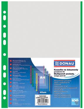 Įmautė Donau 11D17741-06, A4, 100 vnt. Skaidri sp./Žalia sp.