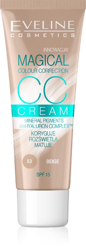 CC krēms Eveline Magical, SPF 15, gaiši brūna krās., 53 beige, 30 ml
