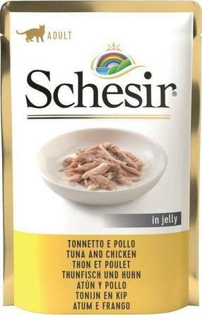 Mitrā kaķu barība Schesir Tuna and Chicken, vistas gaļa/tunzivis, 0.085 kg