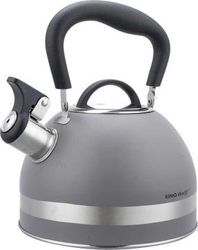 Arbatinukas su švilpuku King Hoff KH-1851, 1.8 l, sidabro sp./juoda sp./pilka sp.