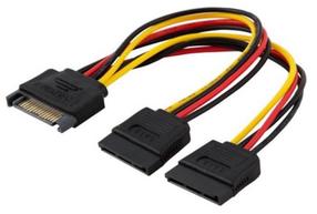 Vads Savio SATA 15-pin - SATA 15-pin x2 AK-17 SATA 15 pin male, SATA 15 pin female x2, 0.18 m, dzeltena krās.