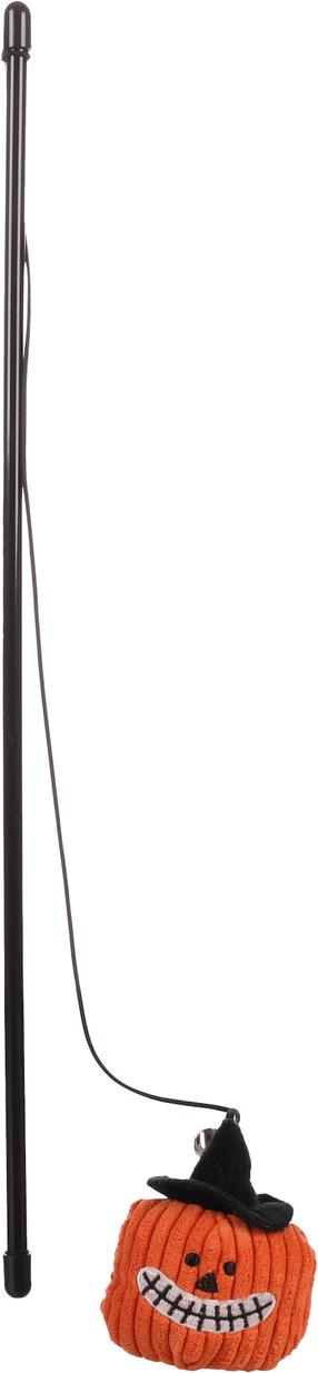 Žaislas ant pagaliuko katėms Flamingo Pumpo, juoda sp./oranžinė sp., 47 cm