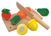 Lavinimo žaislas WOODY Educational Cutting Fruit & Vegetables, 6 cm, įvairių spalvų, 12 vnt.
