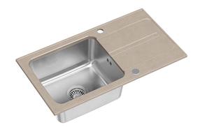 Virtuvinė plautuvė Quadron Ralph 111, nerūdijantysis plienas/granitas, 78 cm x 43 cm x 20 cm, smėlio ruda sp.