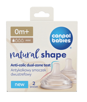 Čiulptukas buteliukui Canpol Babies Natural Shape, 0 mėn., skaidri sp.