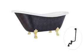 Vann, teisaldatav Besco Otylia Glam, 170 cm x 77 cm x 68.5 cm, ovaalne, kuldne v./valge v.