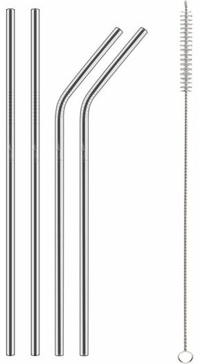 Šiaudeliai su valymo šepetėliu Lamart LT7052, 21.5 cm, nerūdijantysis plienas, sidabro sp., 5 vnt.