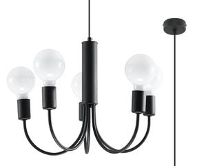 Šviestuvas kabinamas Sollux Chandelier PICCOLO 5 5903282798557, E27, 5 x 60 W, juoda sp. / balta sp.
