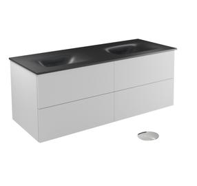 Vonios spintelė su praustuvu Besco Akya Classic, balta sp./chromo sp./grafito sp., 52.5 cm x 131 cm x 50.7 cm