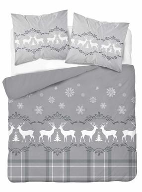 Kalėdinis patalynės užvalkalų komplektas PIJ-06, baltas/pilkas, 140 x 200 cm