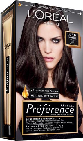 Plaukų dažai L’Oréal Paris Preference, brasilia sp., B 3.0, 160 ml