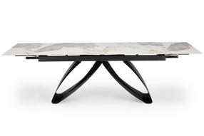 Stalas išskleidžiamas Hilario, balta sp./juoda sp., 180 - 260 cm x 90 cm x 75 cm