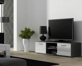 TV staliukas Cama Meble Soho 140, balta sp./pilka sp./tamsiai pilka sp., 140 cm x 43 cm x 37 cm
